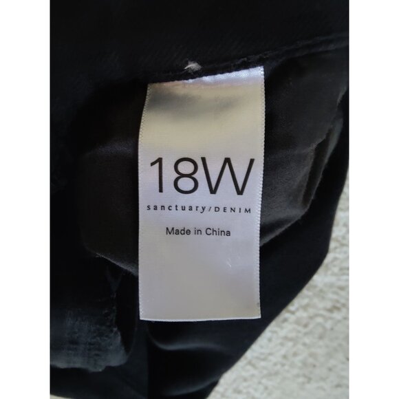 Sanctuary Good Vibes High-Rise Straight Black Jeans Raw Hem 18W NWT - Picture 5 of 9
